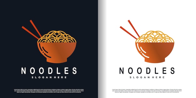 Noodle logo design vector met modern concept premium vector