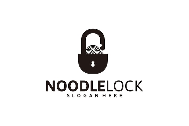 Noodle logo design with padlock, logo inspiration.