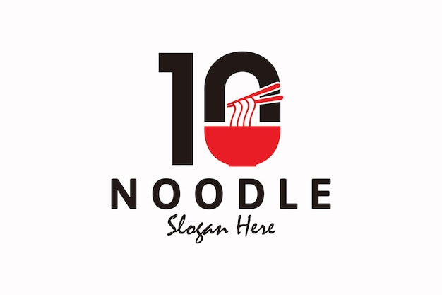 Noodle-logo-ontwerp met nummer tien, logo-inspiratie