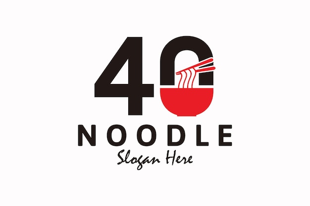 Noodle-logo-ontwerp met nummer veertig, logo-inspiratie