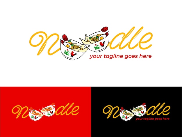 Logo di noodle con modello ramen ristorante giapponese
