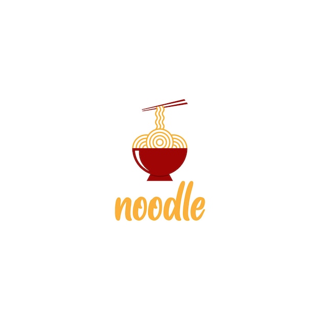 Noodle of ramen logo ontwerp vector in rode kom