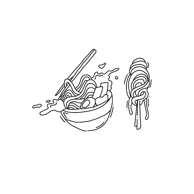 麺やラーメンの手描きのベクトル イラスト