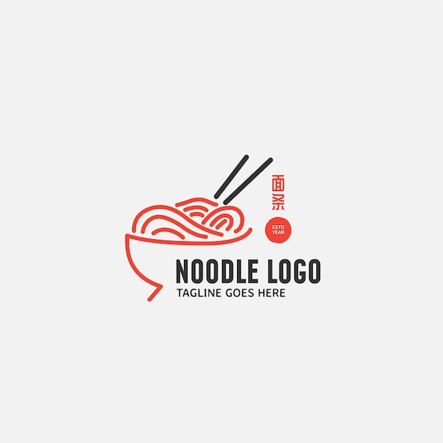 Noodle and ramen logo design vector template chinese text translation noodle vector illustration