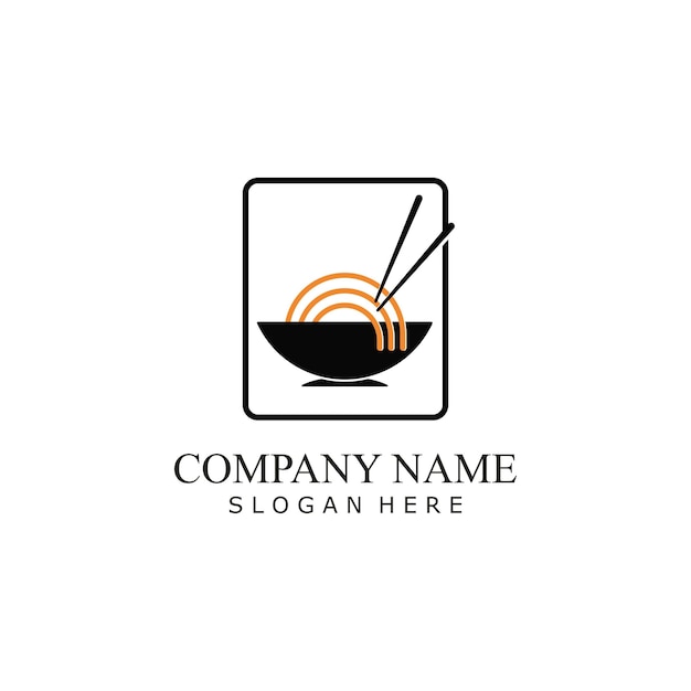 Noodle ramen spaghetti en pasta illustratie logo sjabloon