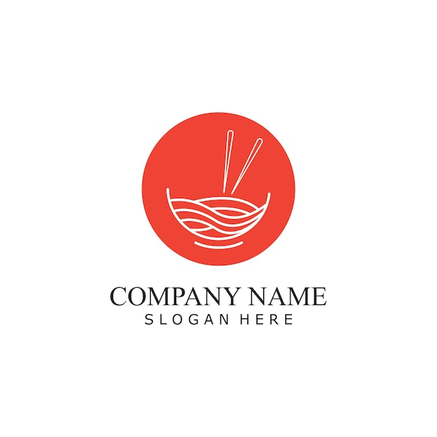 Noodle ramen spaghetti and pasta illustration logo template