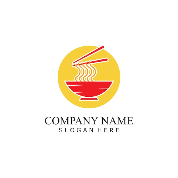 Noodle ramen spaghetti and pasta illustration logo template