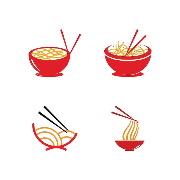 Noodle ramen spaghetti and pasta illustration logo template