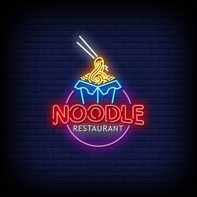 Noodle restaurant neonreclames stijl tekst.