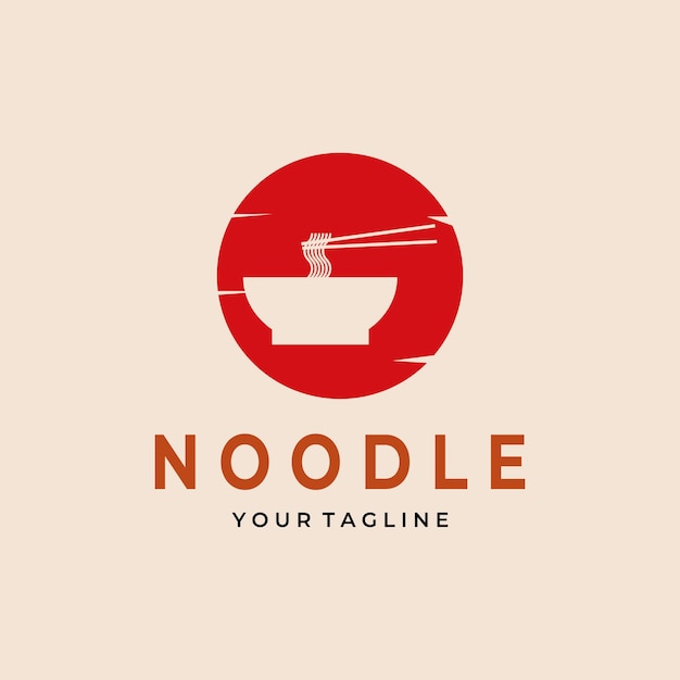 Noodle simple vintage logo vector design in circle