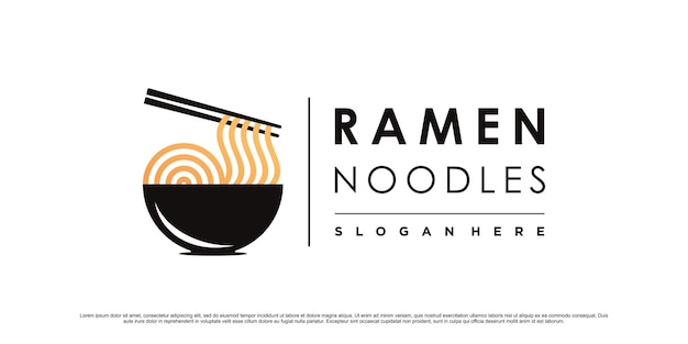 Noodles and bowl logo design template for noodle resto with creative modern concept