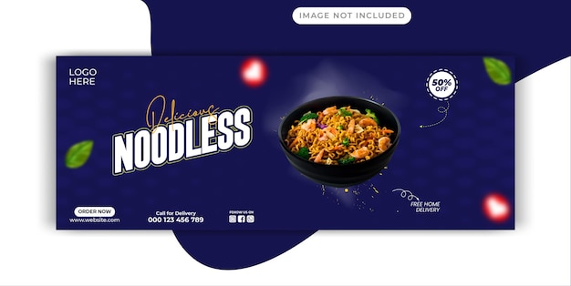 Vector noodles facebook cover design template