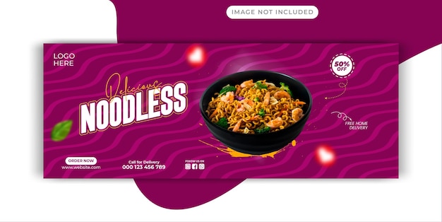 Vector noodles facebook cover design template