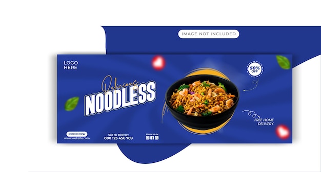 Vector noodles facebook cover design template