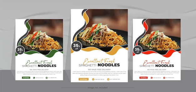 Вектор Дизайн листовка с лапшей и шаблон дизайна плаката меню ресторана
