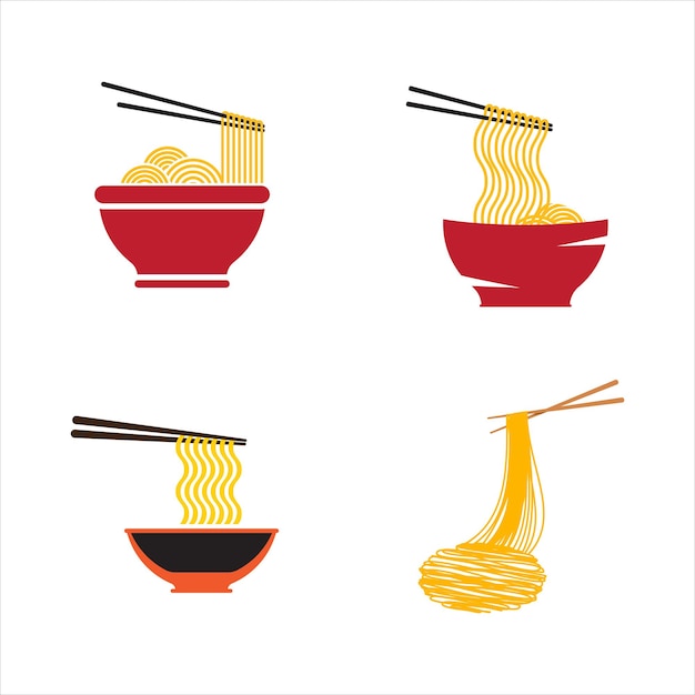 Modello di progettazione dell'illustrazione di simbolo del segno dell'alimento delle tagliatelle