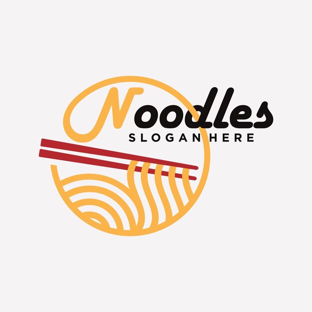 Noodles logo ontwerpsjabloon voor ramen restaurant met creatief element concept