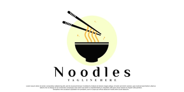 Design del logo di noodles o ramen con un concetto creativo vettore premium