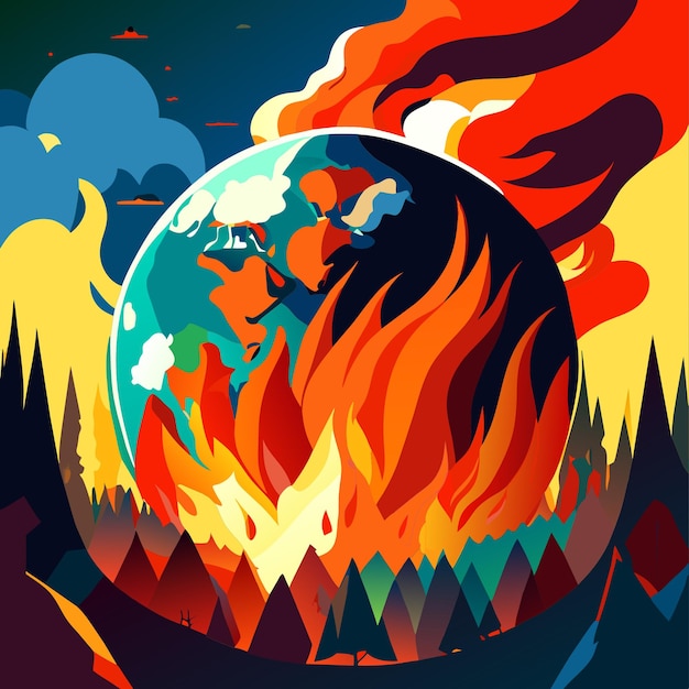 Noodsituatie op aarde Aarde in brand Poster