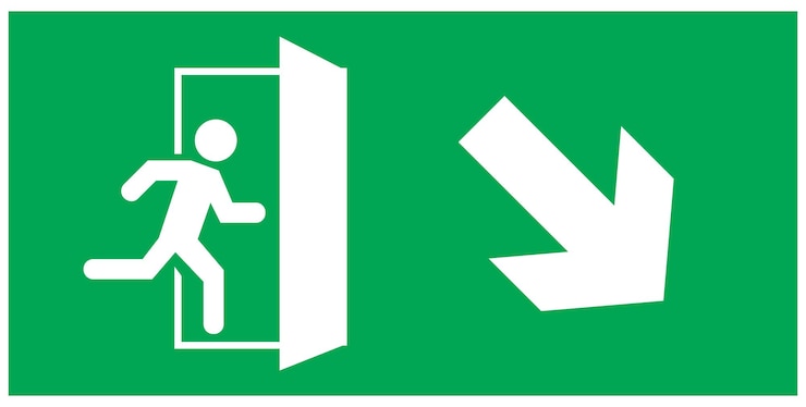 Vector nooduitgang bord loopt man icoon naar deur groene kleur pijl vector waarschuwing bord waarschuwing
