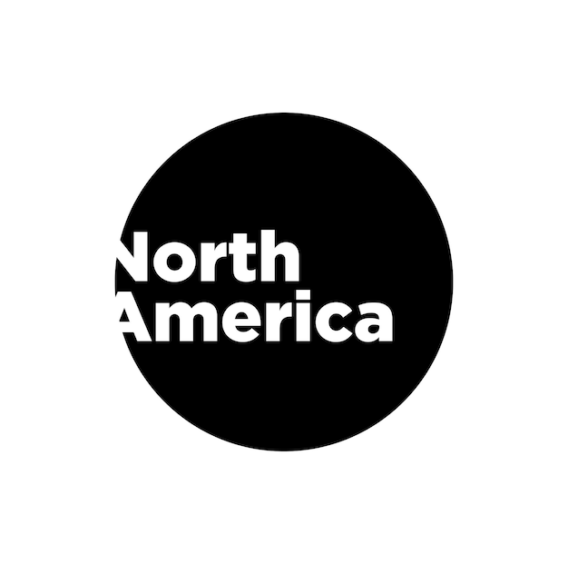 Vector noord-amerika continent naam typografie noord-amerika icoon