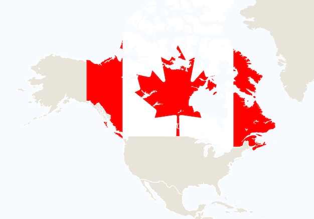 Noord-amerika met gemarkeerde kaart van canada. vectorillustratie.