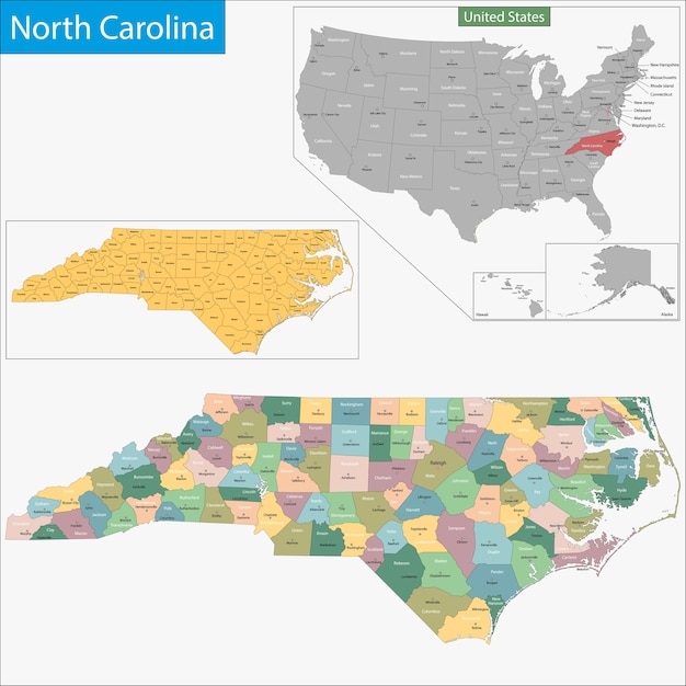 Vector noord-carolina kaart