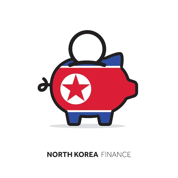 Noord-Korea economisch concept Spaarvarken met nationale vlag