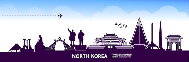 Noord-Korea reisbestemming illustratie.