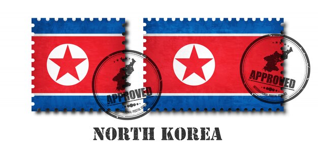 Noord-korea vlag patroon postzegel