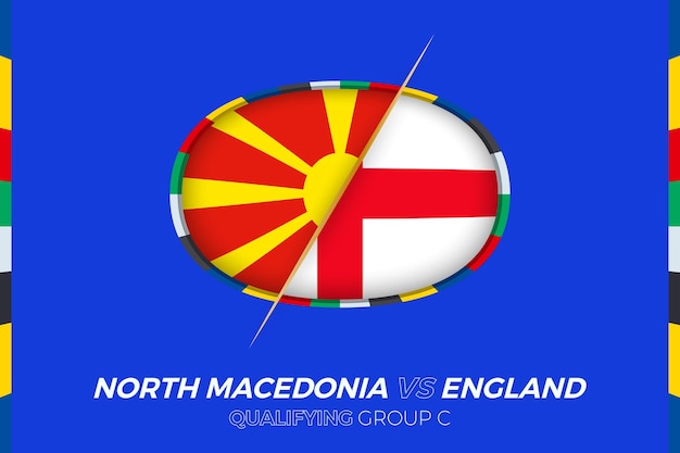 Noord-Macedonië vs Engeland icoon voor kwalificatiegroep C voor Europees voetbaltoernooi