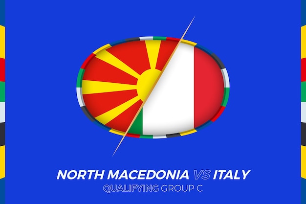 Noord-Macedonië vs Italië icoon voor kwalificatiegroep C voor Europees voetbaltoernooi