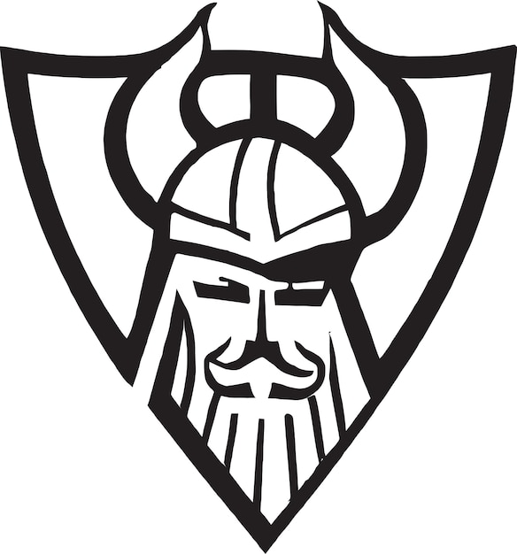 Noorse krijger met gehoornde helm vector logo ontwerp