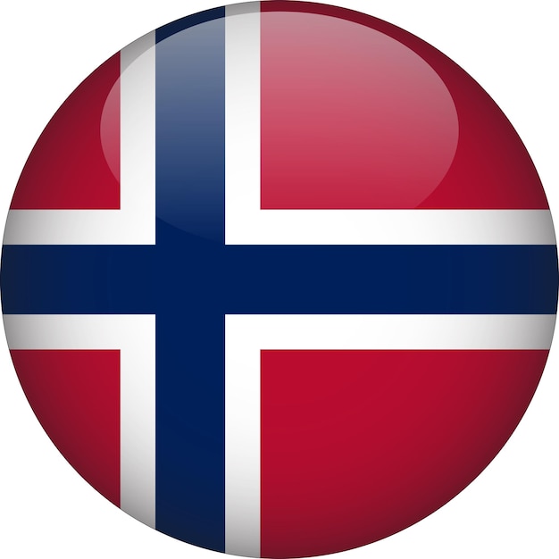 Noorwegen 3d afgeronde vlag knop