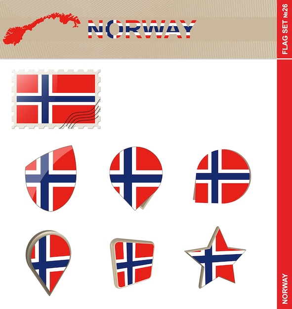 Noorwegen vlag set vlag set 26 vector