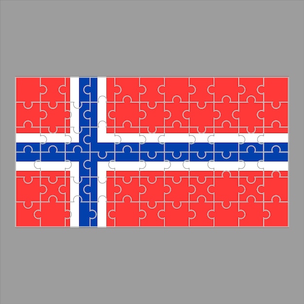 Noorwegen Vlag van de puzzel op een grijze achtergrond