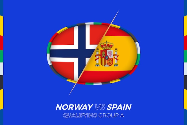 Noorwegen vs Spanje icoon voor kwalificatiegroep A voor Europees voetbaltoernooi