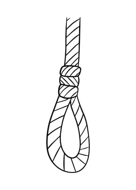 Vector noose for suicide rope doodle line cartoon coloring halloween