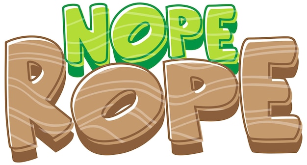 Баннер шрифта Nope Rope в мультяшном стиле изолирован