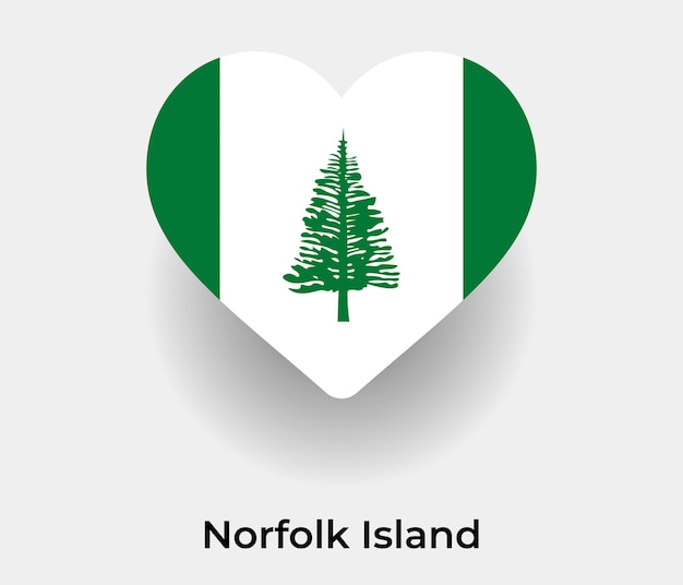 Norfolkeiland vlag hart vorm pictogram vectorillustratie