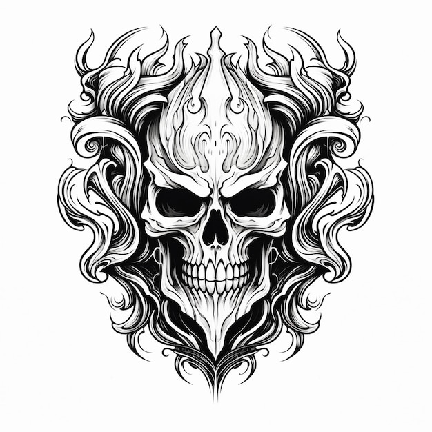 Vector normale menselijke schedel skelet punt hand tekening slang schedel longhorn schedel logo