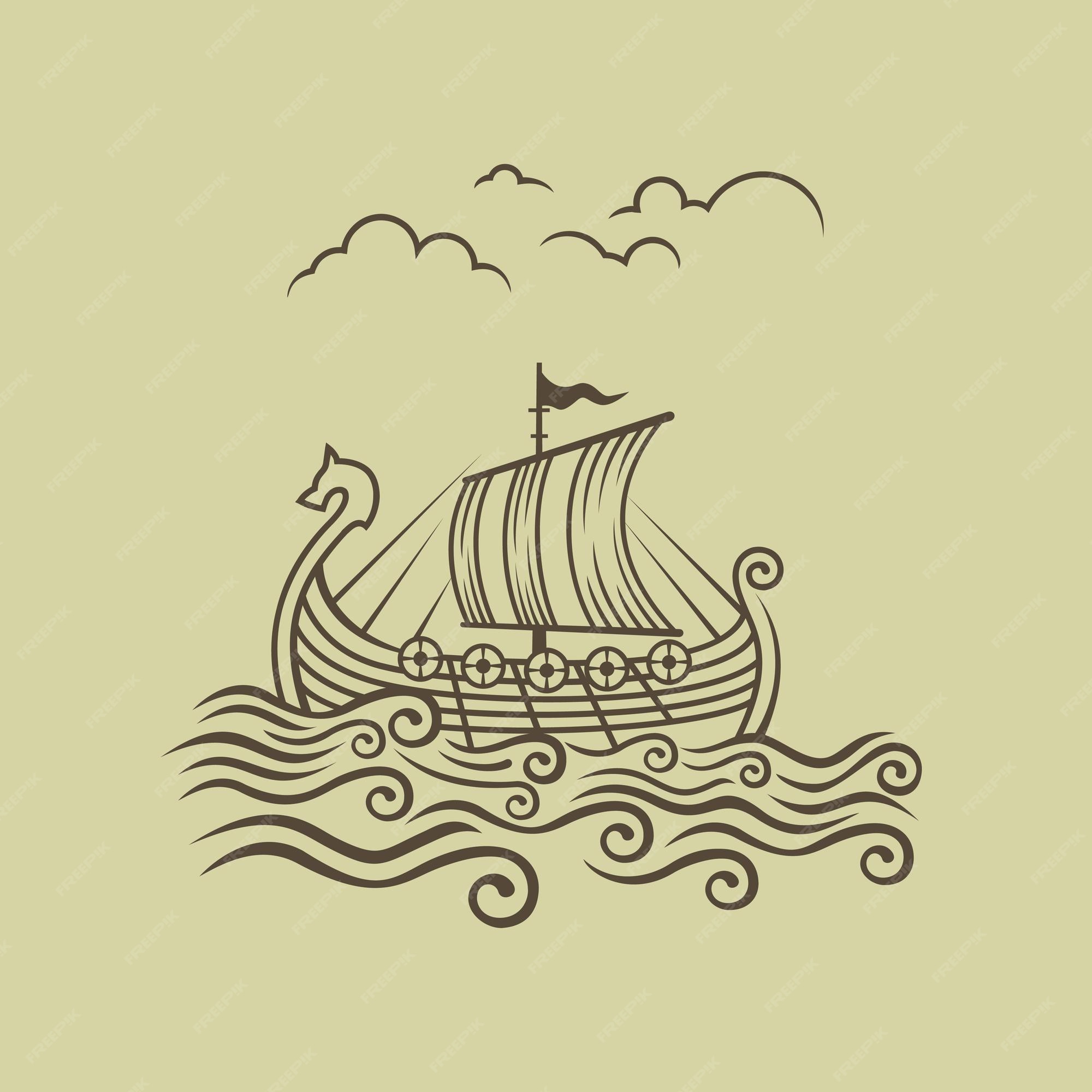 Premium Vector | Normans drakkar. viking transport ship. vector ...