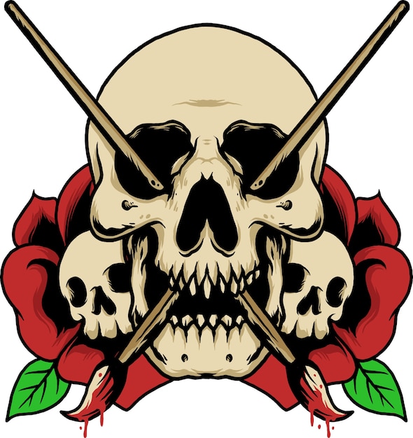 Nors skull art rose illustratie