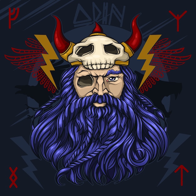 The Norse God Odin Vector Illustration 