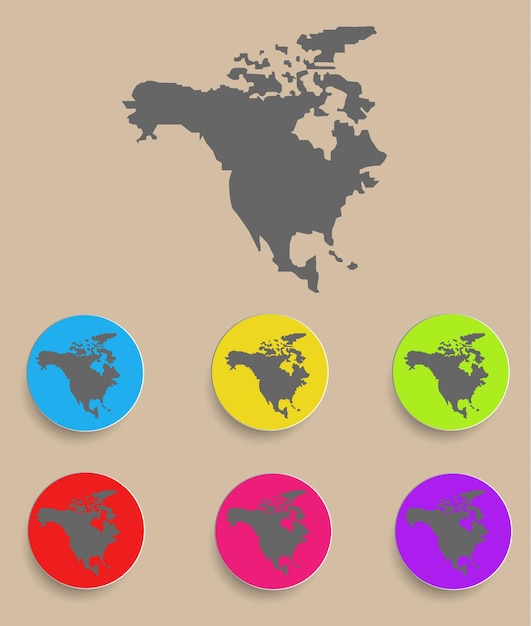 North America Map icon isolated Vector