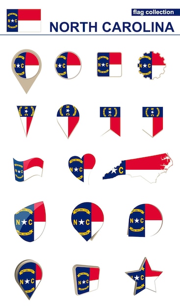 North Carolina Flag Collection Grote set voor ontwerp