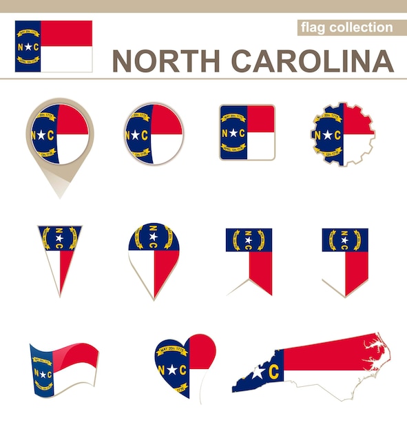 North Carolina Flag Collection, USA State, 12 versies