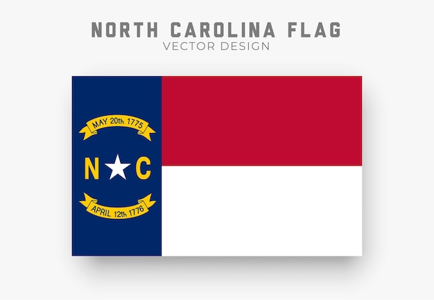 Vector north carolina flag detailed flag on white background vector illustration