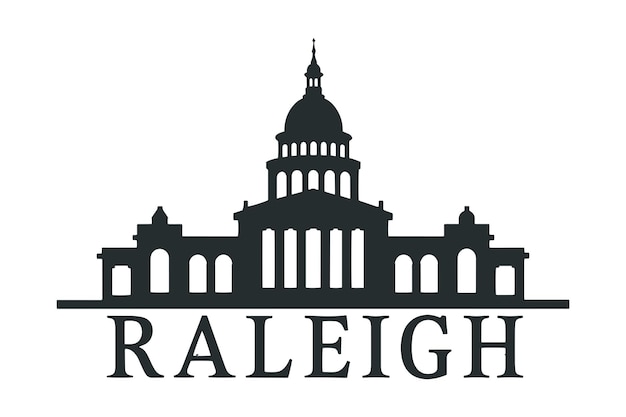 north carolina state capitol building with raleigh skyline