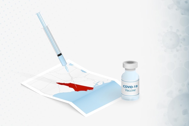 North Carolina Vaccination, Injection with COVID-19 vaccine in Map of North Carolina.